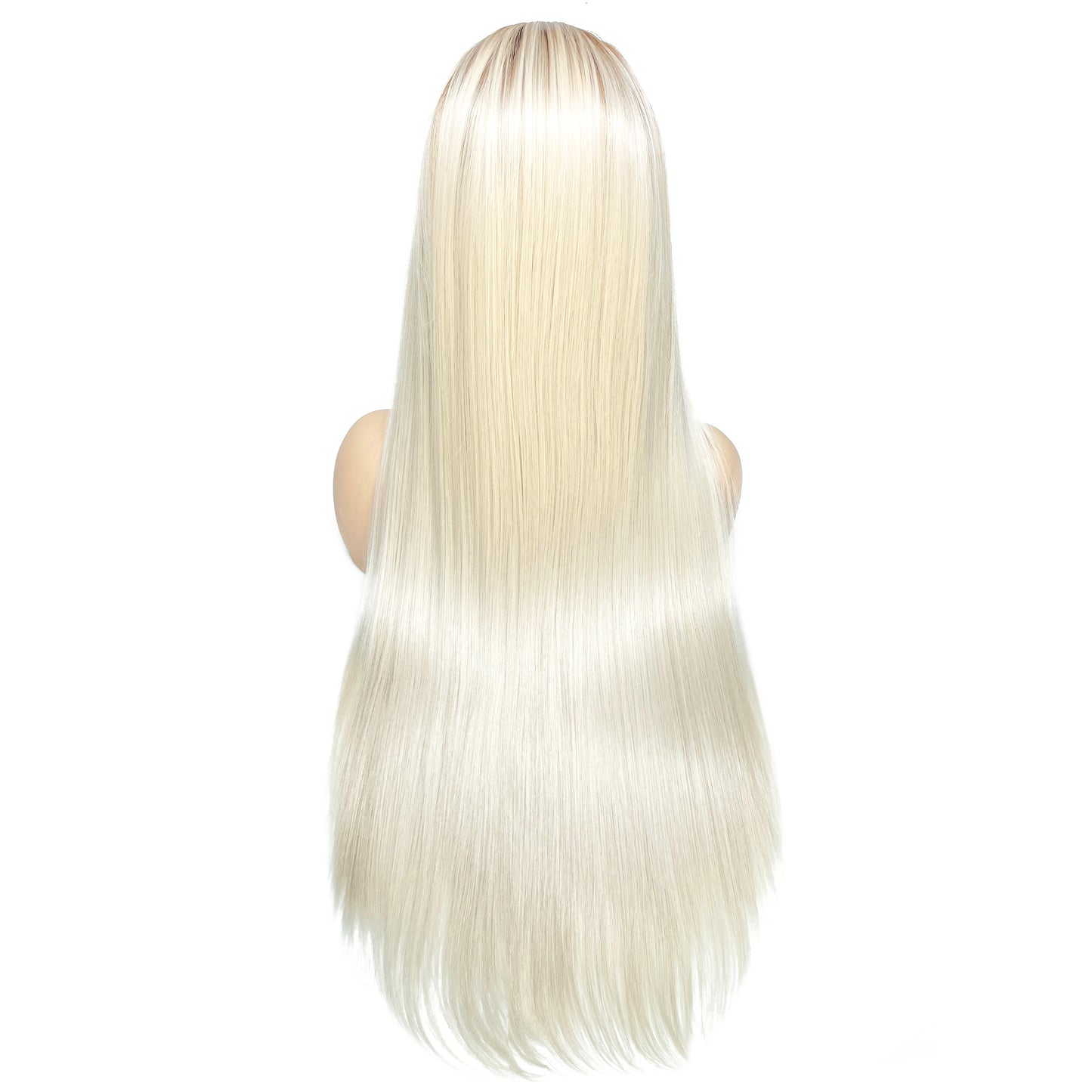 BEYOUNGER T#8/#60 Platinum Blonde Ombre Color Straight Heat Resistant Wig 13x4 Lace Front Synthetic Wig