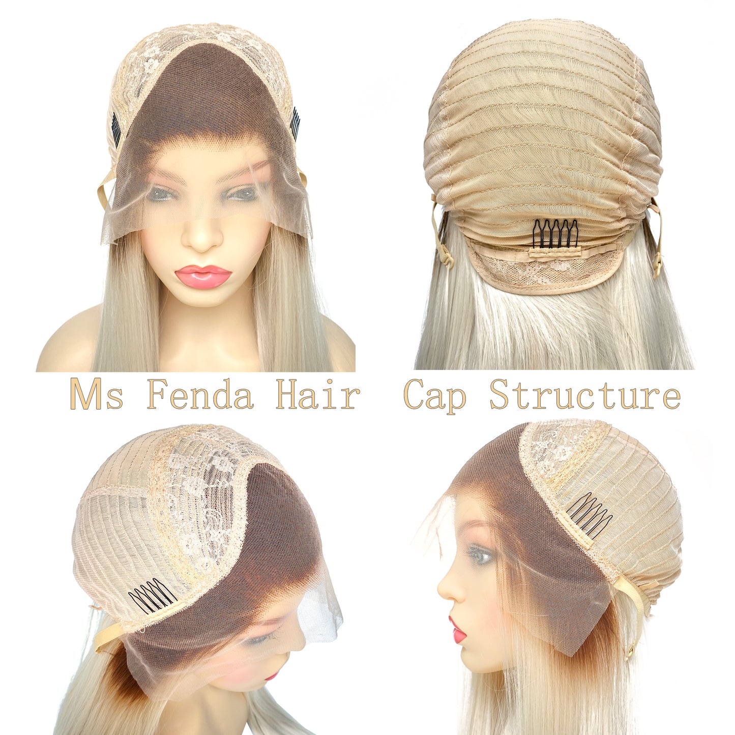 BEYOUNGER T#8/#60 Platinum Blonde Ombre Color Straight Heat Resistant Wig 13x4 Lace Front Synthetic Wig