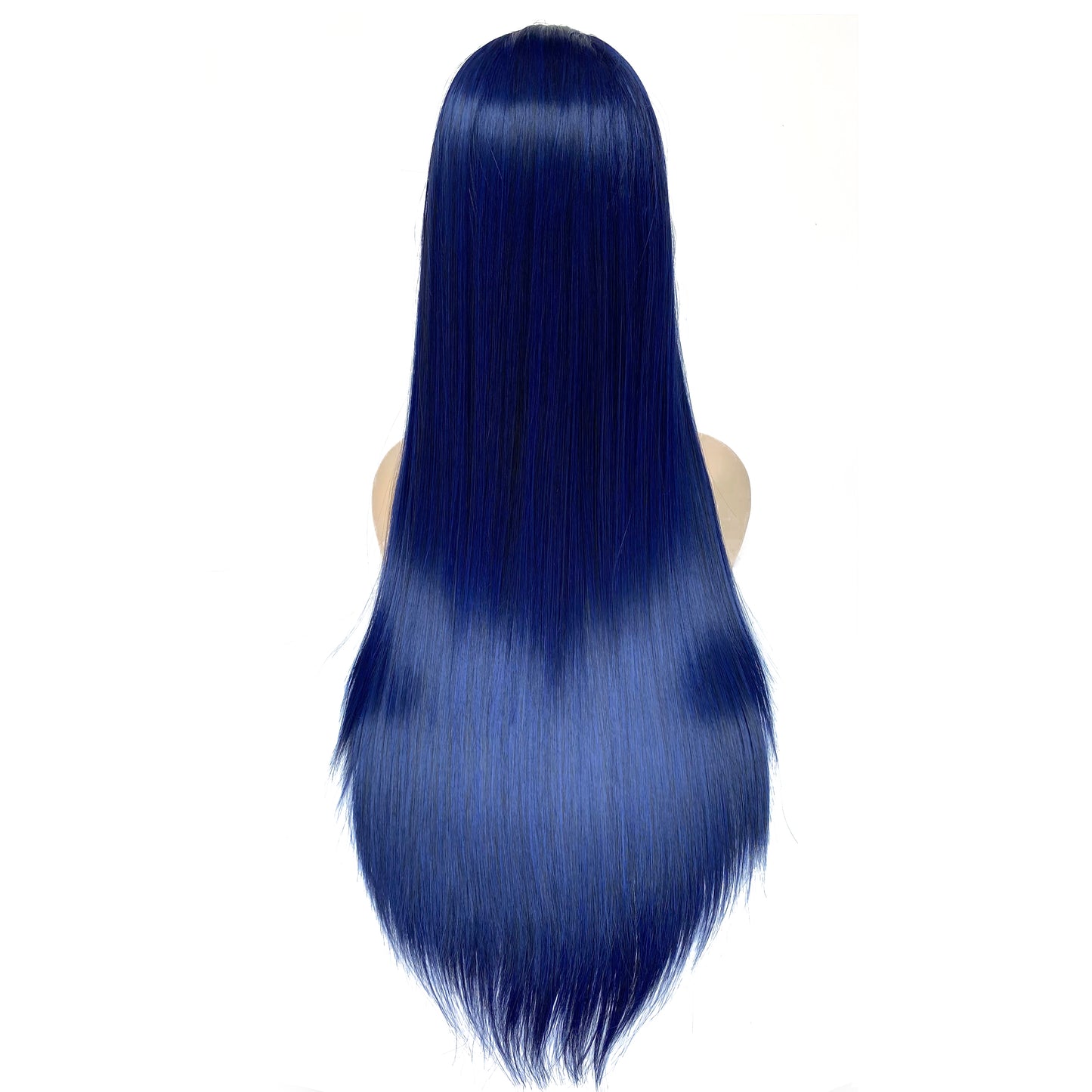 BEYOUNGER Deep Blue Color Long Straight Heat Resistant Wig 13x4 Lace Front Synthetic Wig
