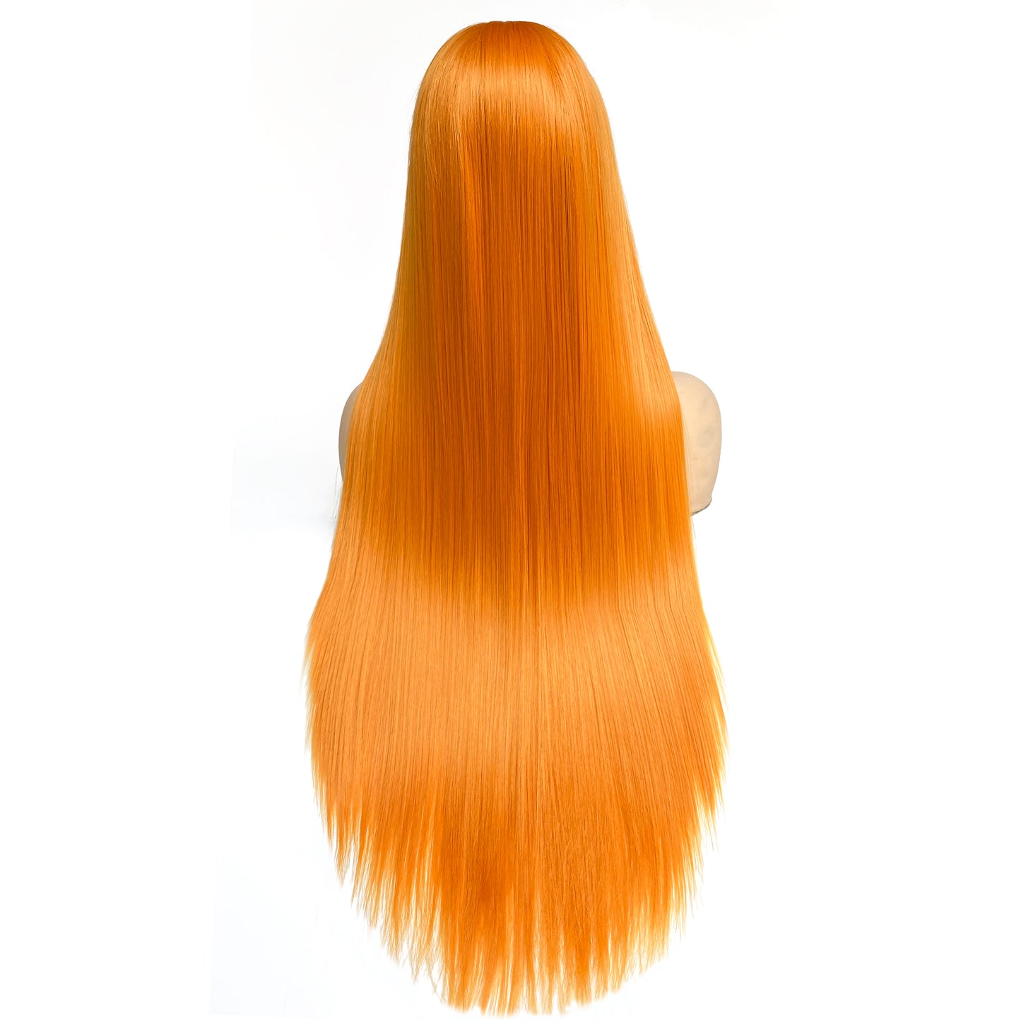 BEYOUNGER Bright Orange Color Long Straight Heat Resistant Wig 13x4 Lace Front Synthetic Wig