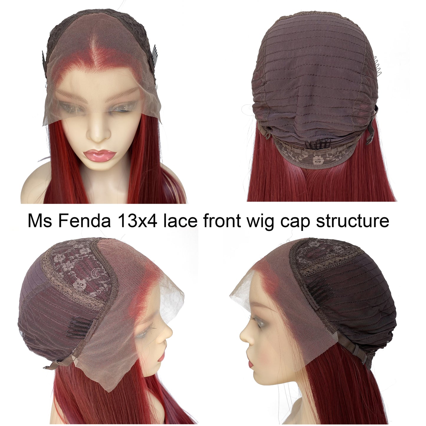 BEYOUNGER Highlight Color Long Straight Heat Resistant Wig 13x4 Lace Front Synthetic Wig