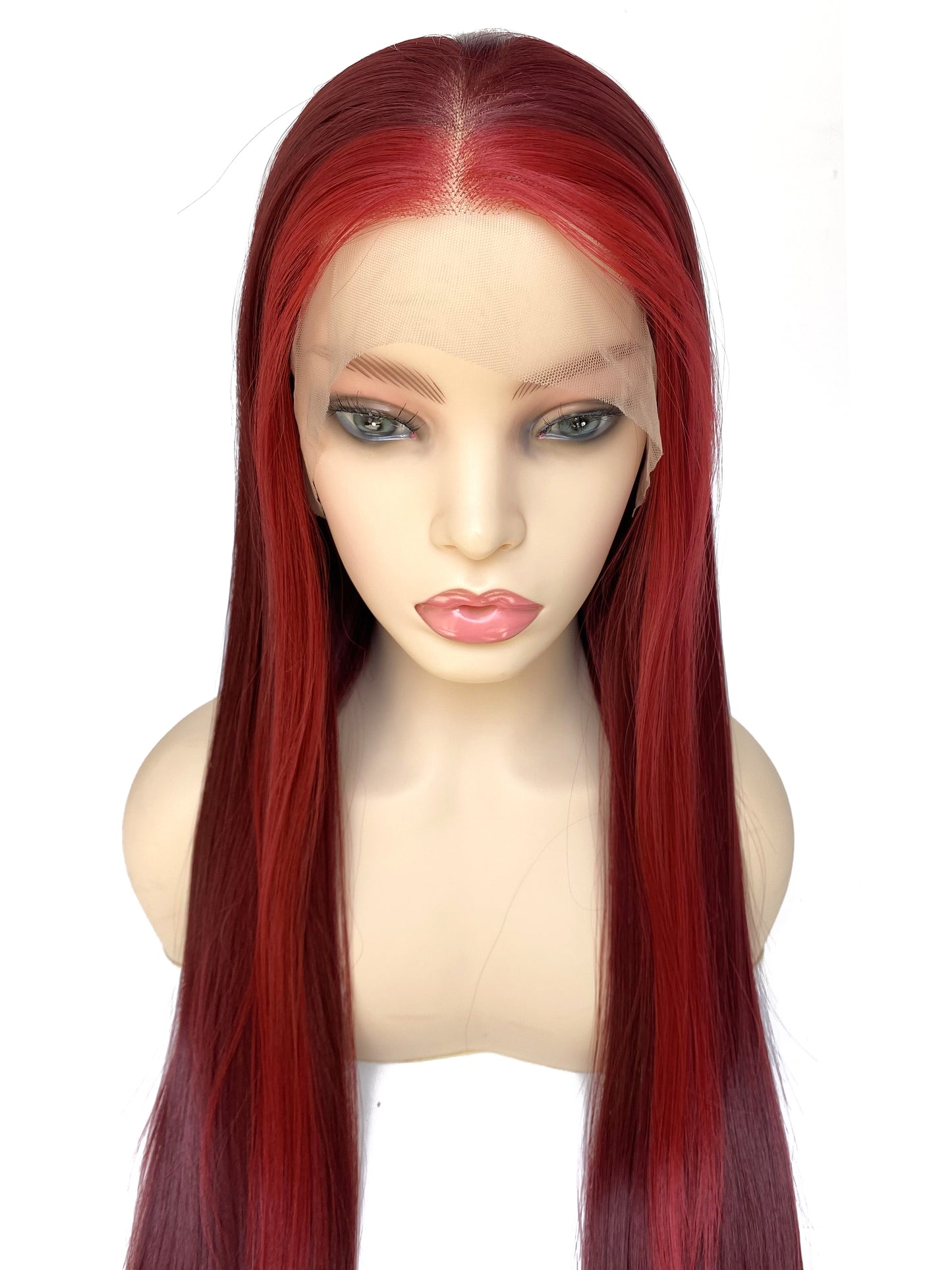 BEYOUNGER Highlight Color Long Straight Heat Resistant Wig 13x4 Lace Front Synthetic Wig