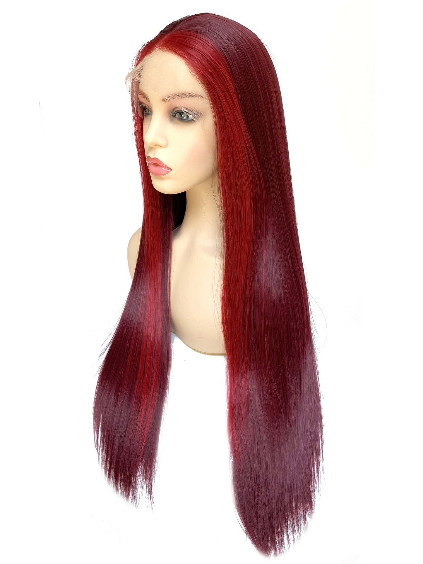 BEYOUNGER Highlight Color Long Straight Heat Resistant Wig 13x4 Lace Front Synthetic Wig