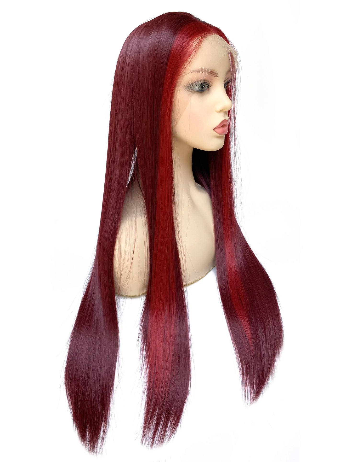 BEYOUNGER Highlight Color Long Straight Heat Resistant Wig 13x4 Lace Front Synthetic Wig