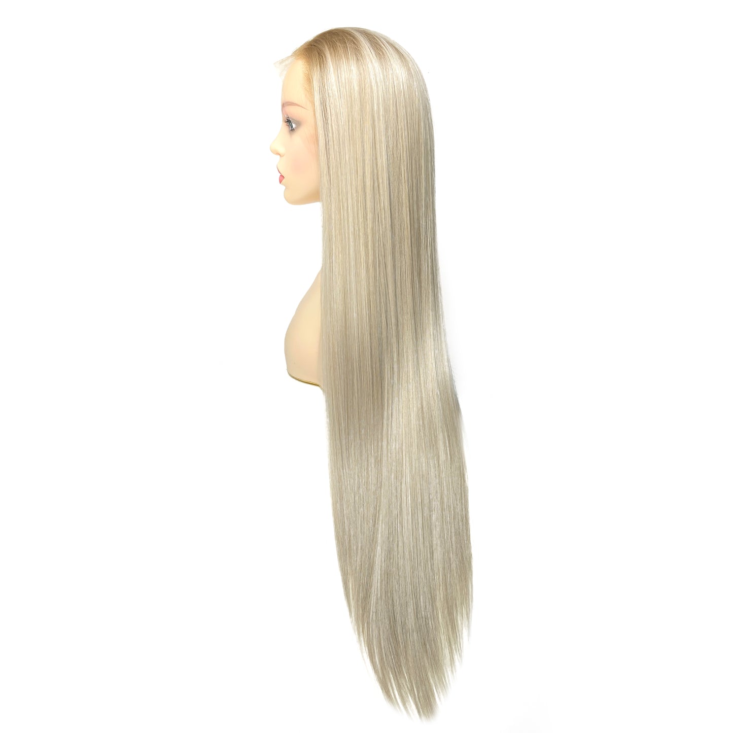BEYOUNGER Light Ash Blonde Color Straight Heat Resistant Wig 13x4 Lace Front Synthetic Wig