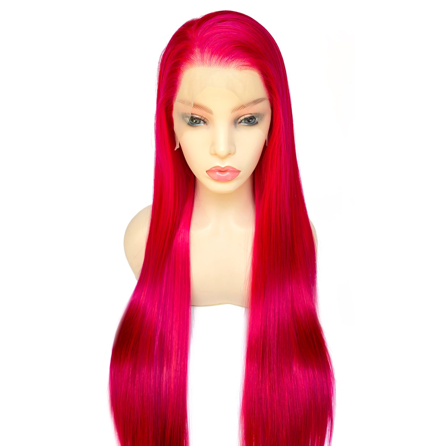 BEYOUNGER Fuchsia Pink Color Long Straight Heat Resistant Wigs 13x4 Lace Front Synthetic Wigs