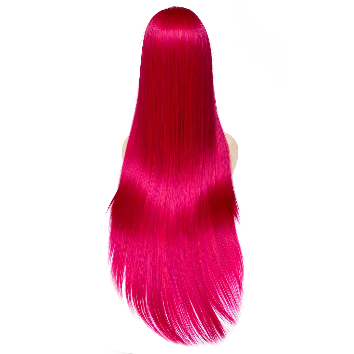 BEYOUNGER Fuchsia Pink Color Long Straight Heat Resistant Wigs 13x4 Lace Front Synthetic Wigs