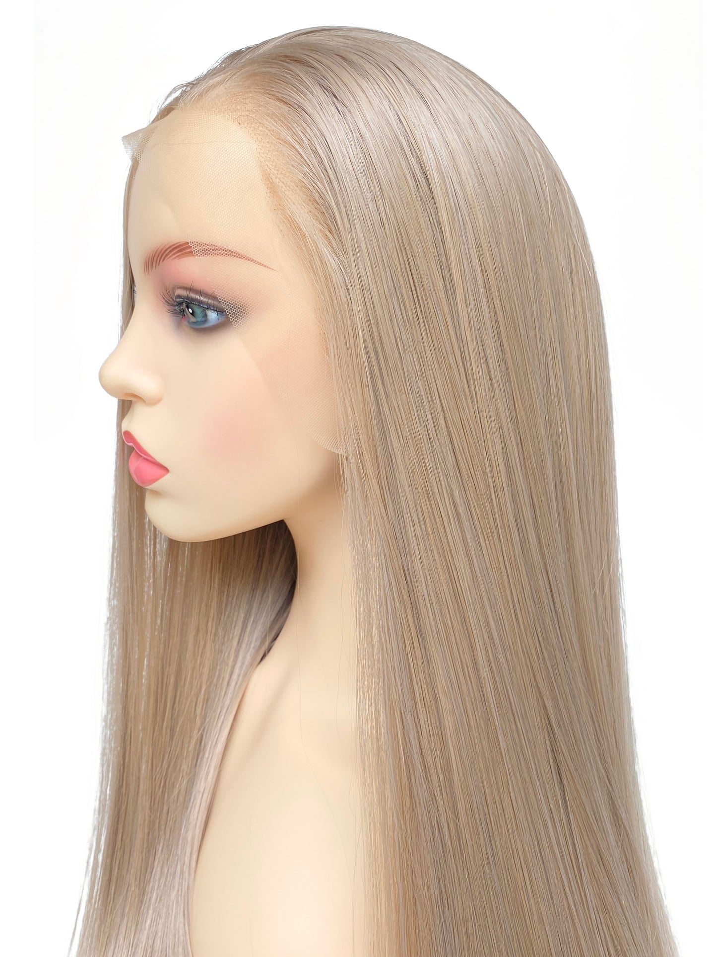 BEYOUNGER Ash Blonde Color Long Straight Heat Resistant Wig 13x4 Lace Front Synthetic Wigs