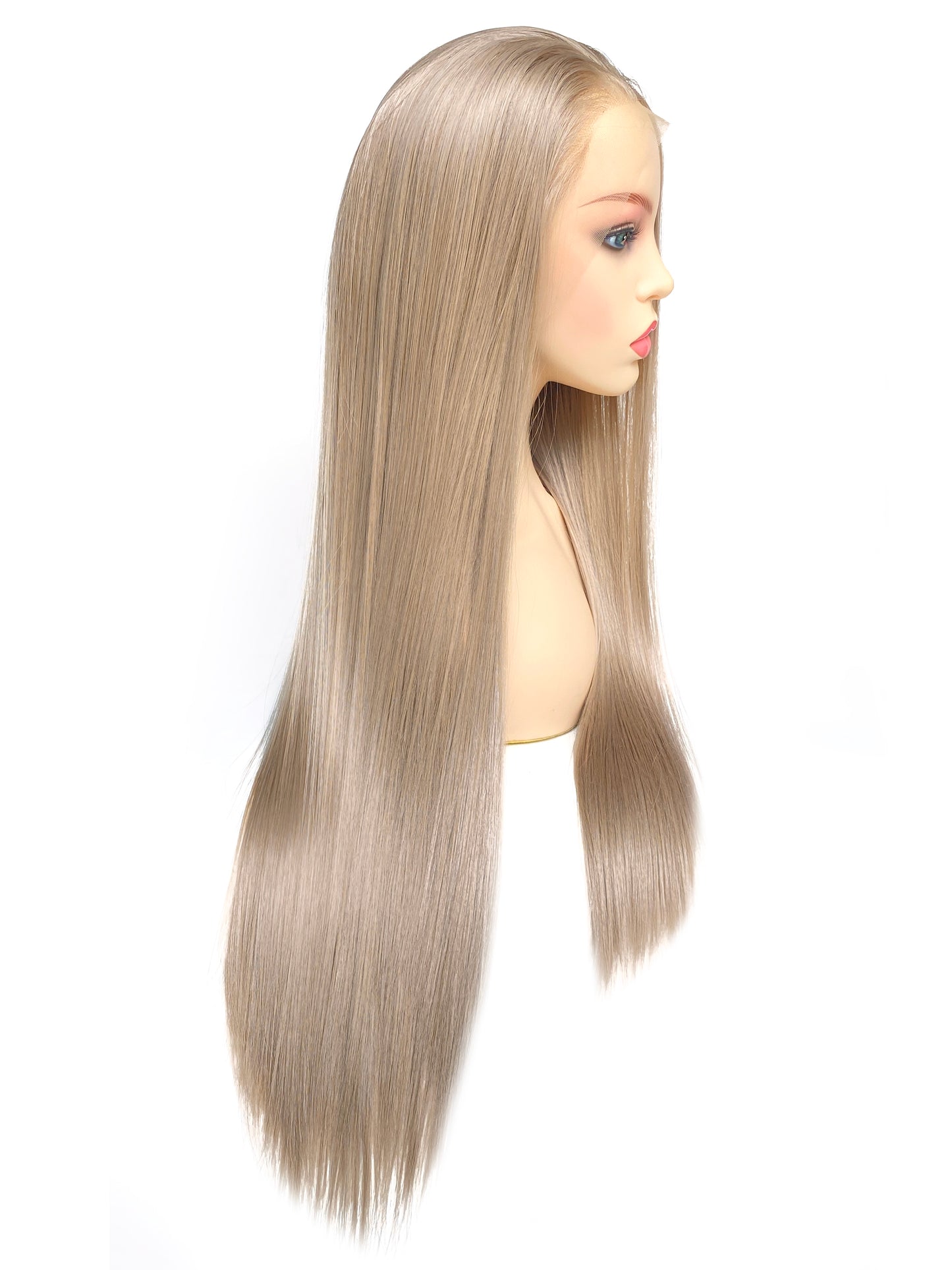 BEYOUNGER Ash Blonde Color Long Straight Heat Resistant Wig 13x4 Lace Front Synthetic Wigs