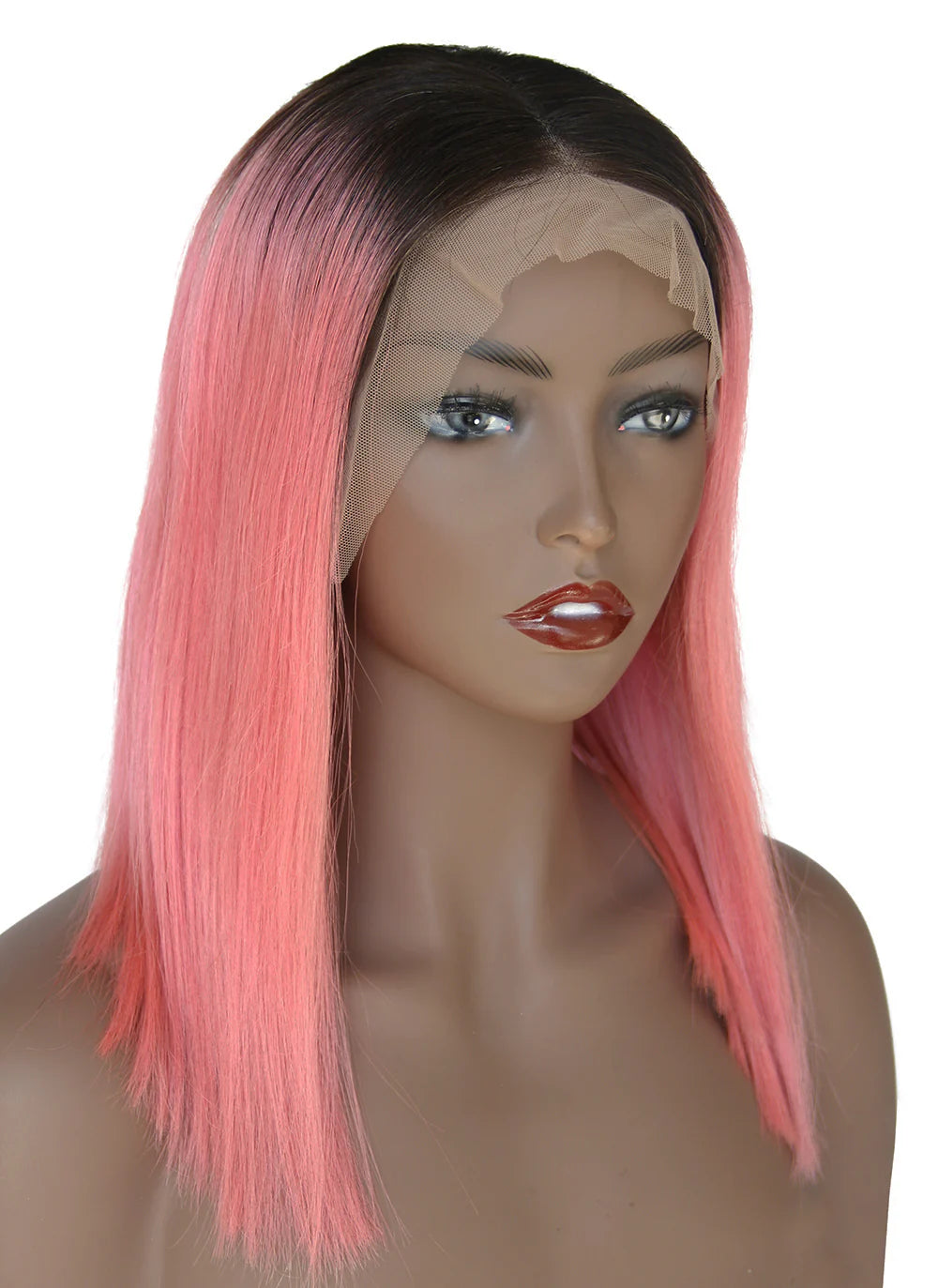 BEYOUNGER Ombre Color #T1b/Pink Peruvian Virgin Human Hair 150% Density Bob Lace Wigs