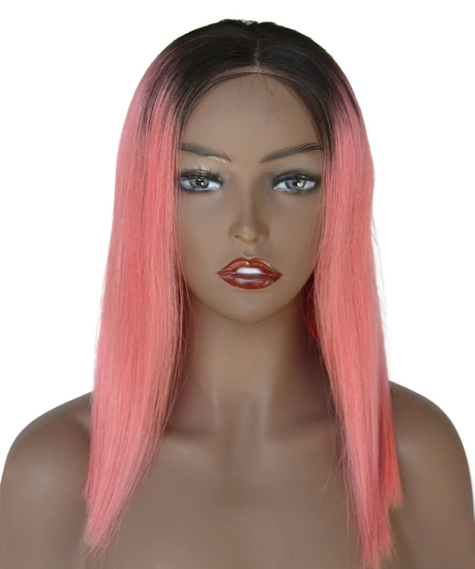 BEYOUNGER Ombre Color #T1b/Pink Peruvian Virgin Human Hair 150% Density Bob Lace Wigs