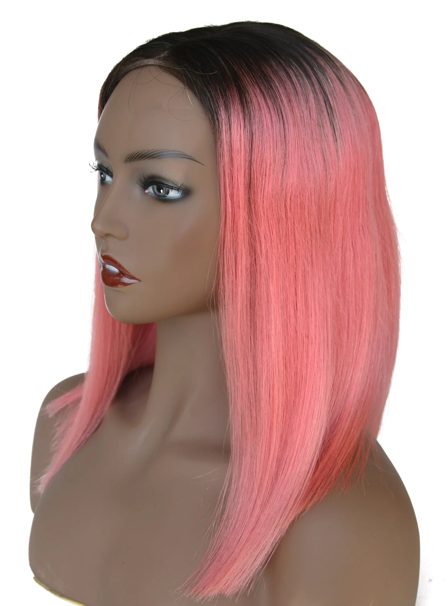 BEYOUNGER Ombre Color #T1b/Pink Peruvian Virgin Human Hair 150% Density Bob Lace Wigs