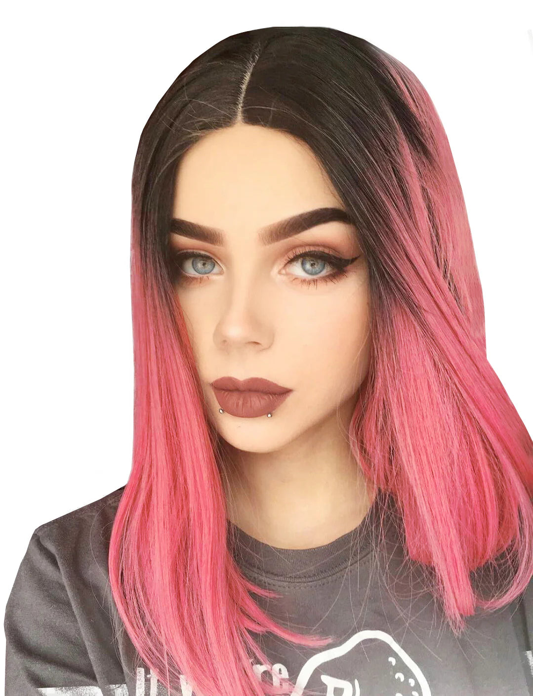 BEYOUNGER Ombre Color #T1b/Pink Peruvian Virgin Human Hair 150% Density Bob Lace Wigs