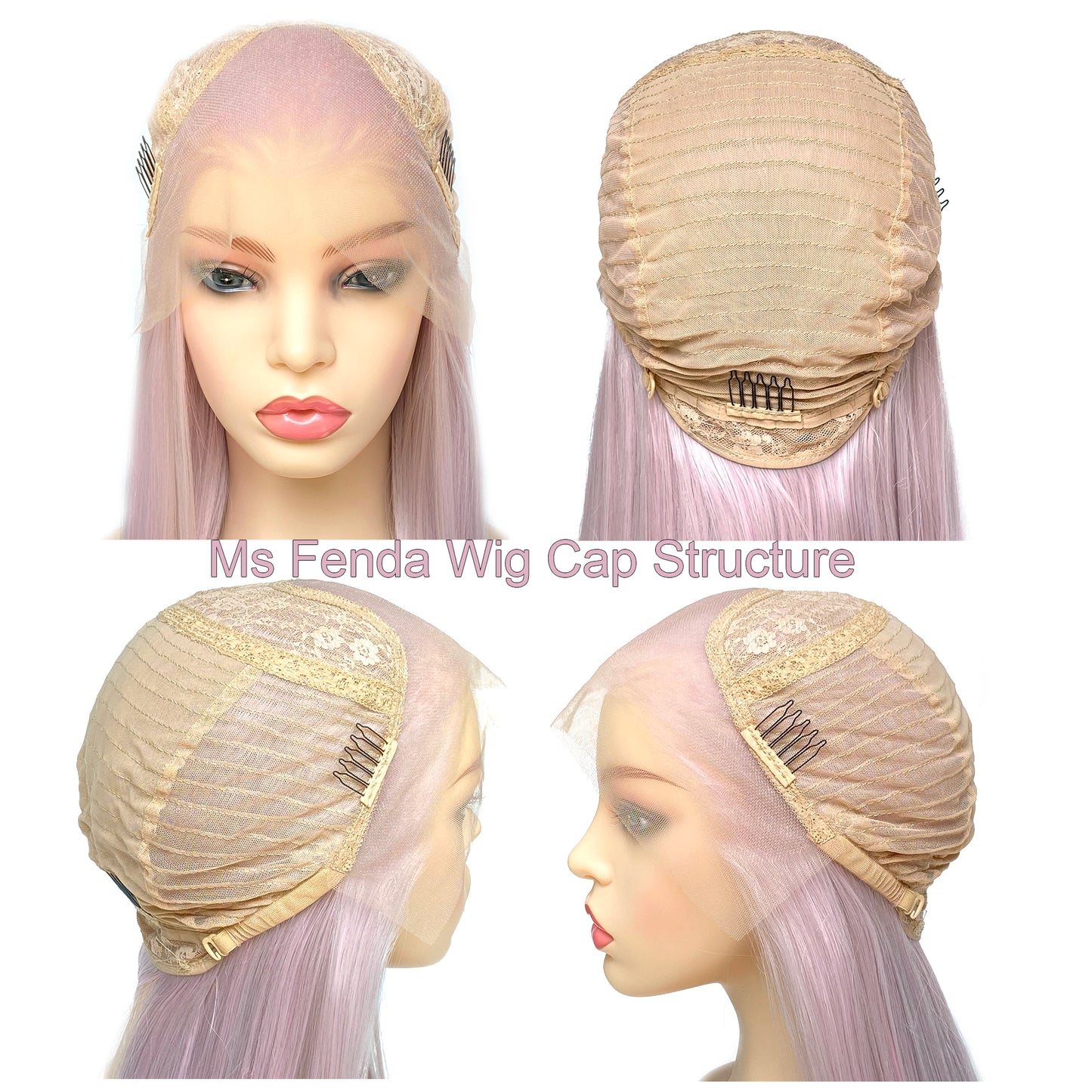 BEYOUNGER Ice Rose Pink Color Long Straight Heat Resistant Wigs 13x4 Lace Front Synthetic Wigs