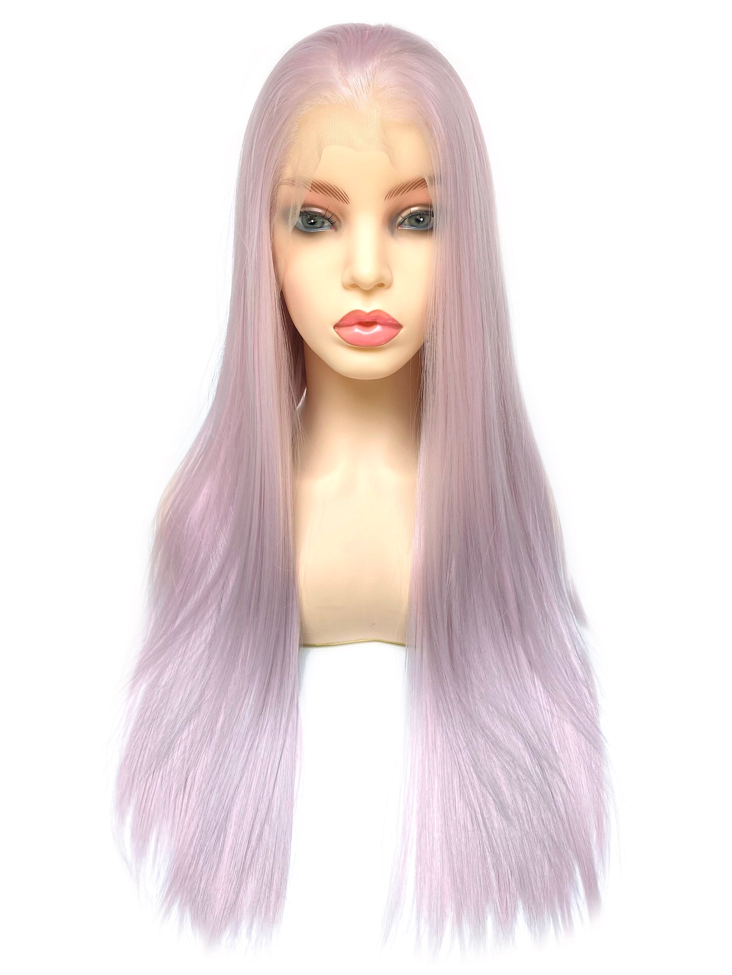 BEYOUNGER Ice Rose Pink Color Long Straight Heat Resistant Wigs 13x4 Lace Front Synthetic Wigs
