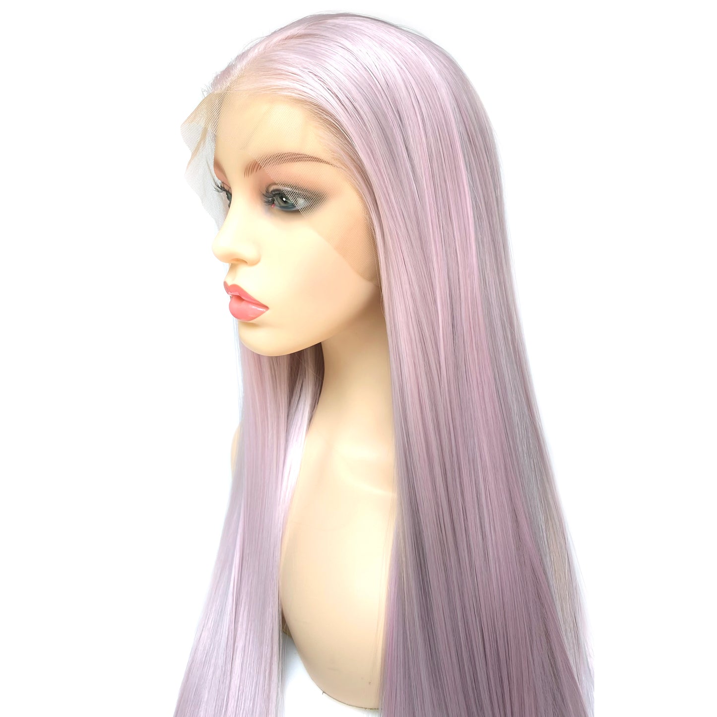 BEYOUNGER Ice Rose Pink Color Long Straight Heat Resistant Wigs 13x4 Lace Front Synthetic Wigs