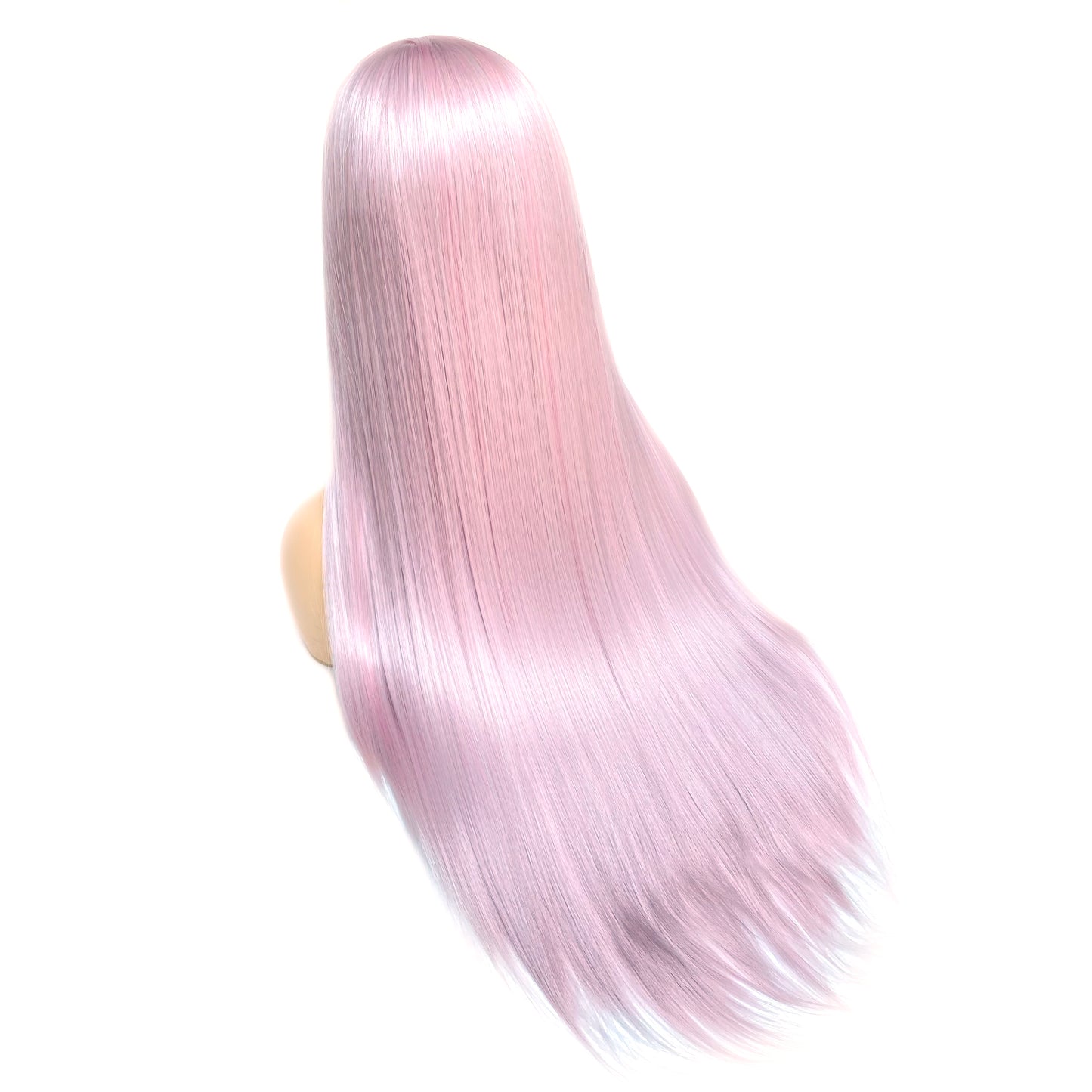 BEYOUNGER Ice Rose Pink Color Long Straight Heat Resistant Wigs 13x4 Lace Front Synthetic Wigs