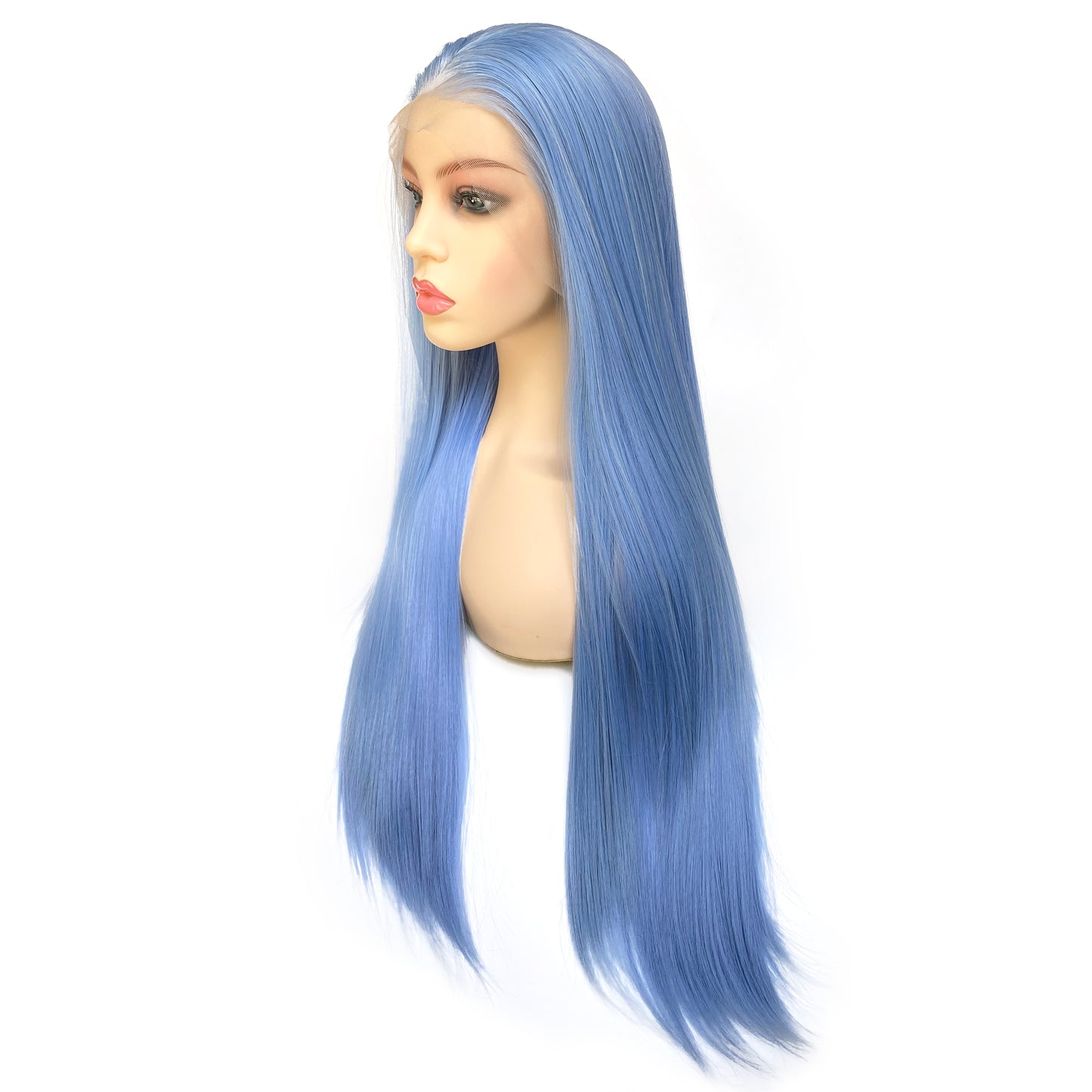 BEYOUNGER Light Blue Mix Color Straight Heat Resistant Wig 13x4 Lace Front Synthetic Wig
