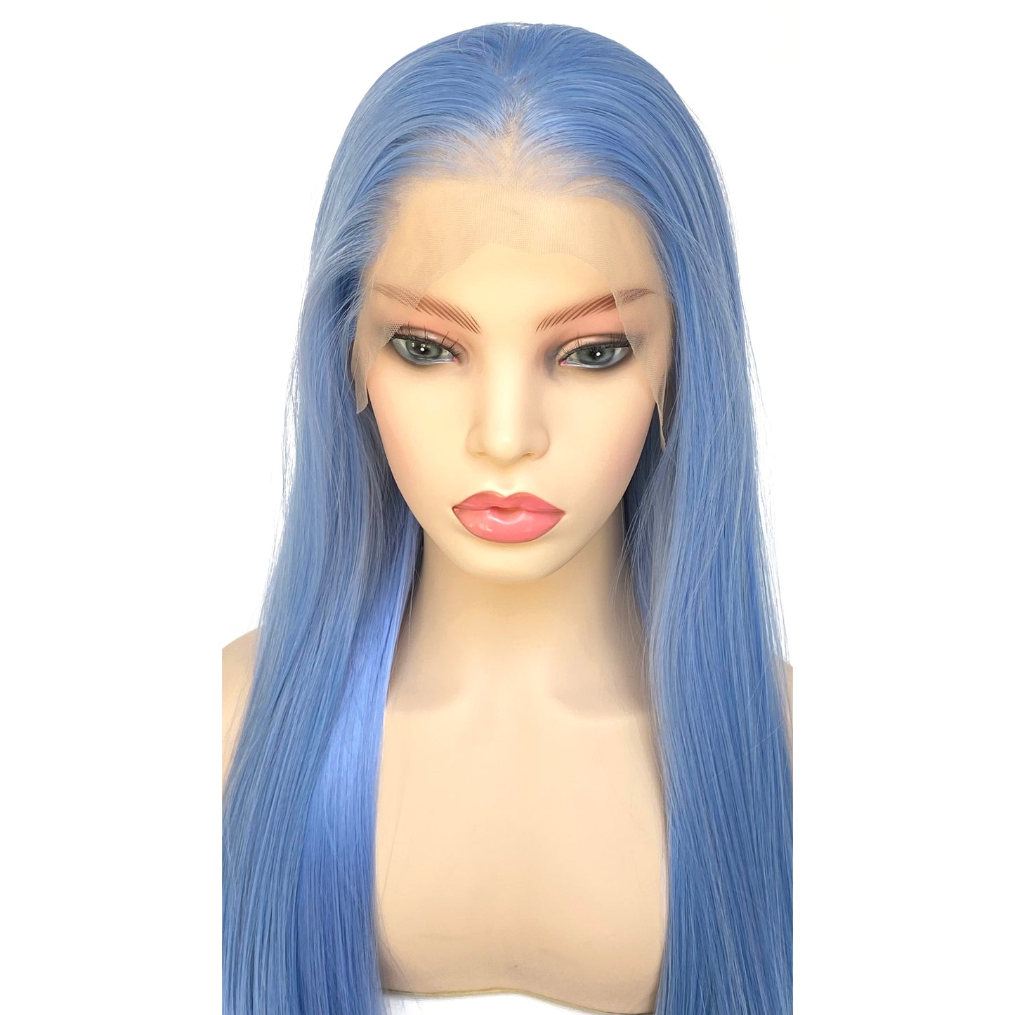 BEYOUNGER Light Blue Mix Color Straight Heat Resistant Wig 13x4 Lace Front Synthetic Wig