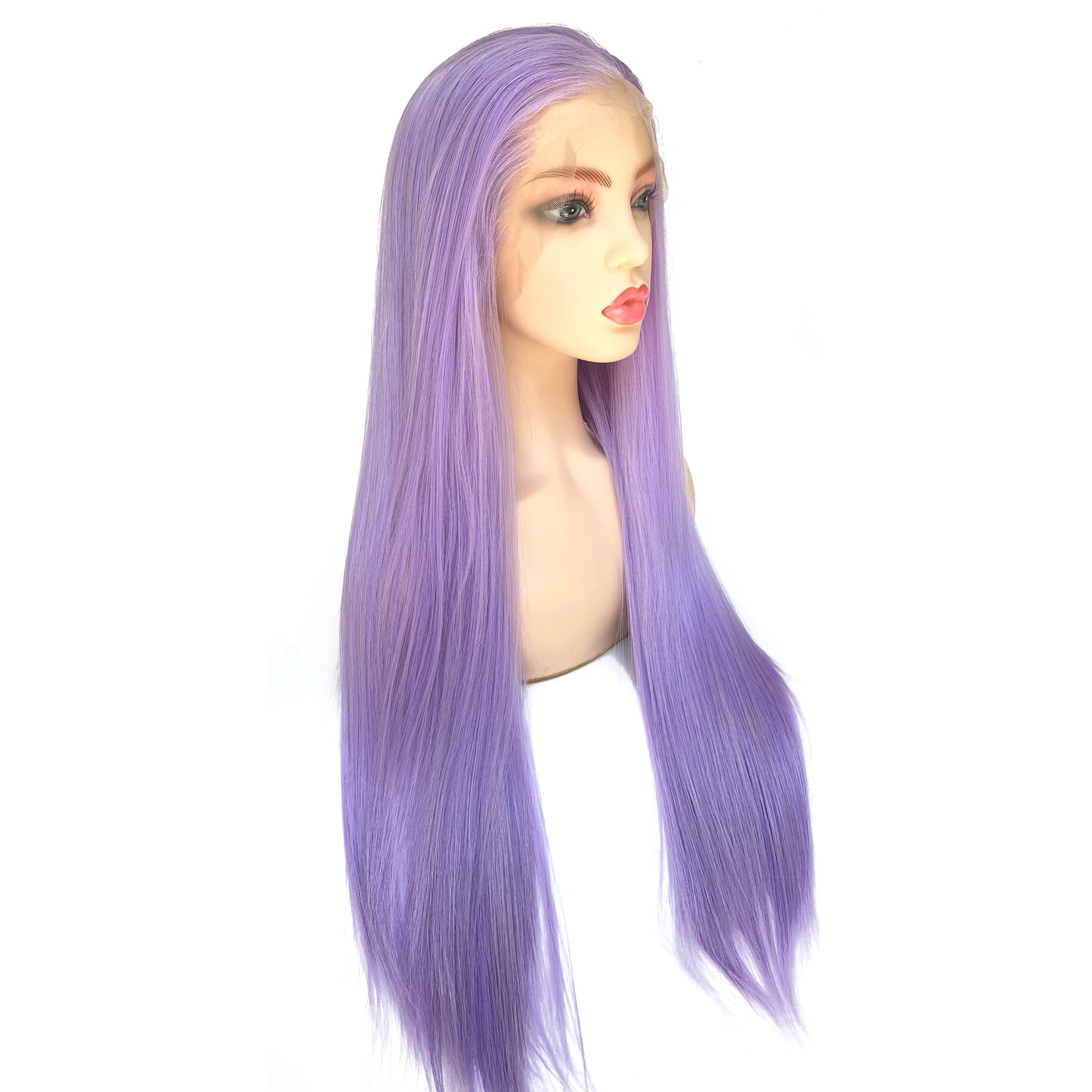 BEYOUNGER Light Purple Mix Color Straight Heat Resistant Wig 13x4 Lace Front Synthetic Wig