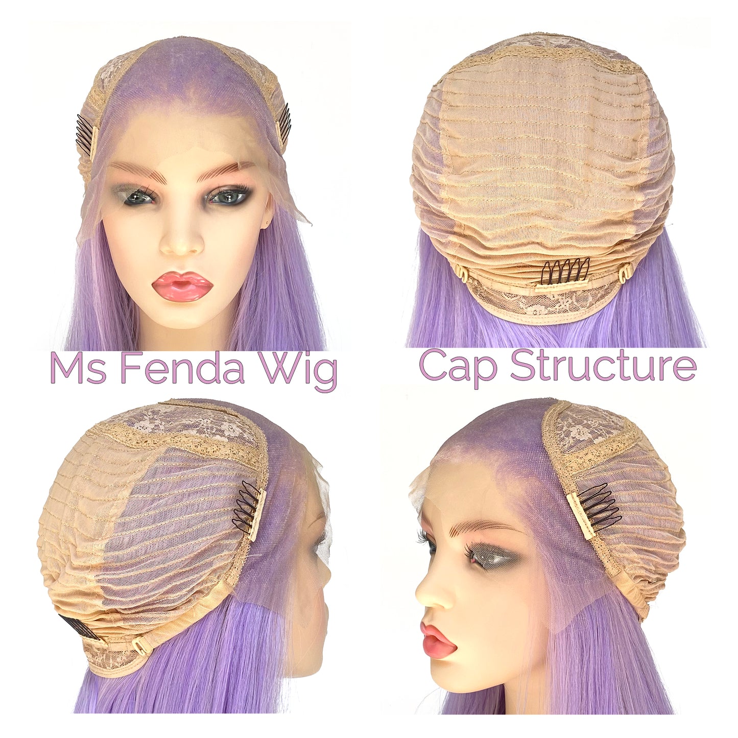 BEYOUNGER Light Purple Mix Color Straight Heat Resistant Wig 13x4 Lace Front Synthetic Wig