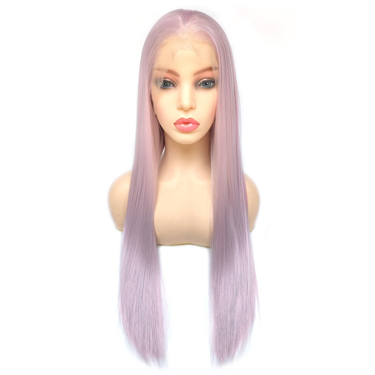 BEYOUNGER Ice Rose Pink Color Long Straight Heat Resistant Wigs 13x4 Lace Front Synthetic Wigs