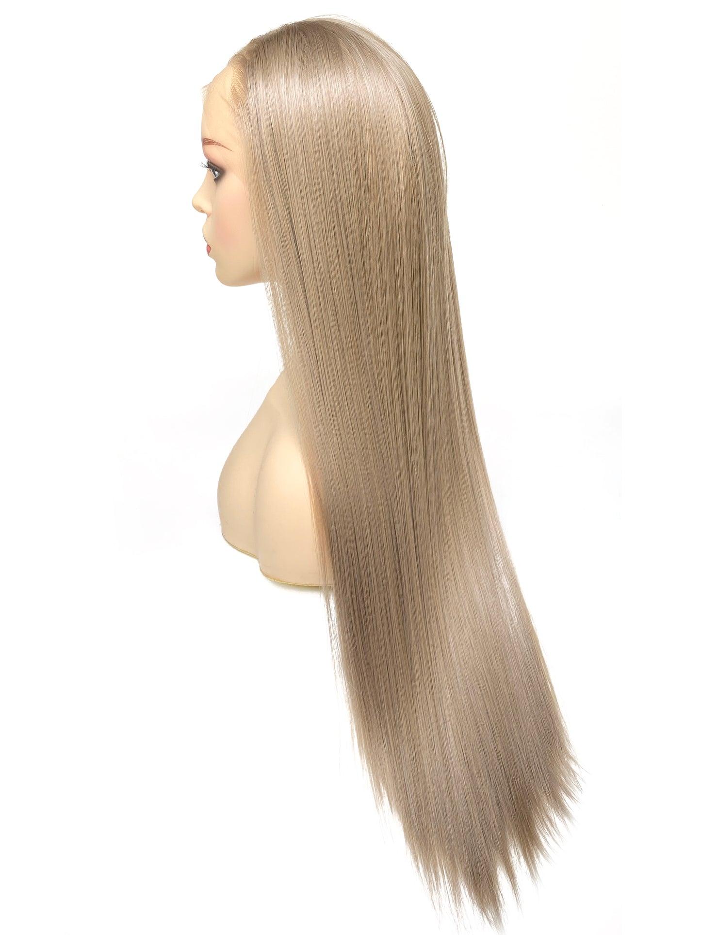 BEYOUNGER Ash Blonde Color Long Straight Heat Resistant Wig 13x4 Lace Front Synthetic Wigs